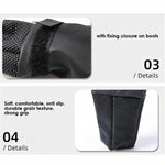 Black textured boot with fixing closure on a white background